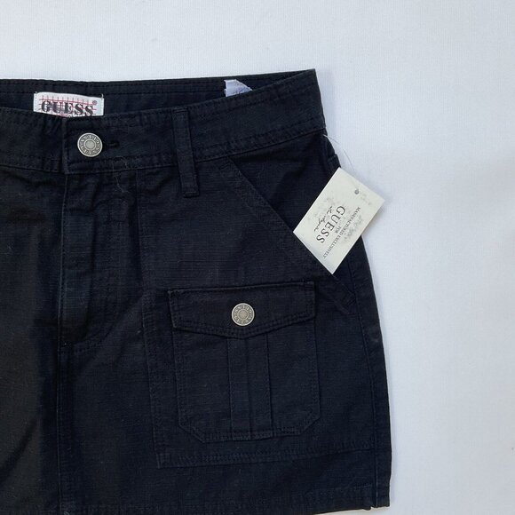 Guess Women's Originals Ripstop Mini Skirt Cargo Pockets In Black Size 27 - Picture 8 of 10